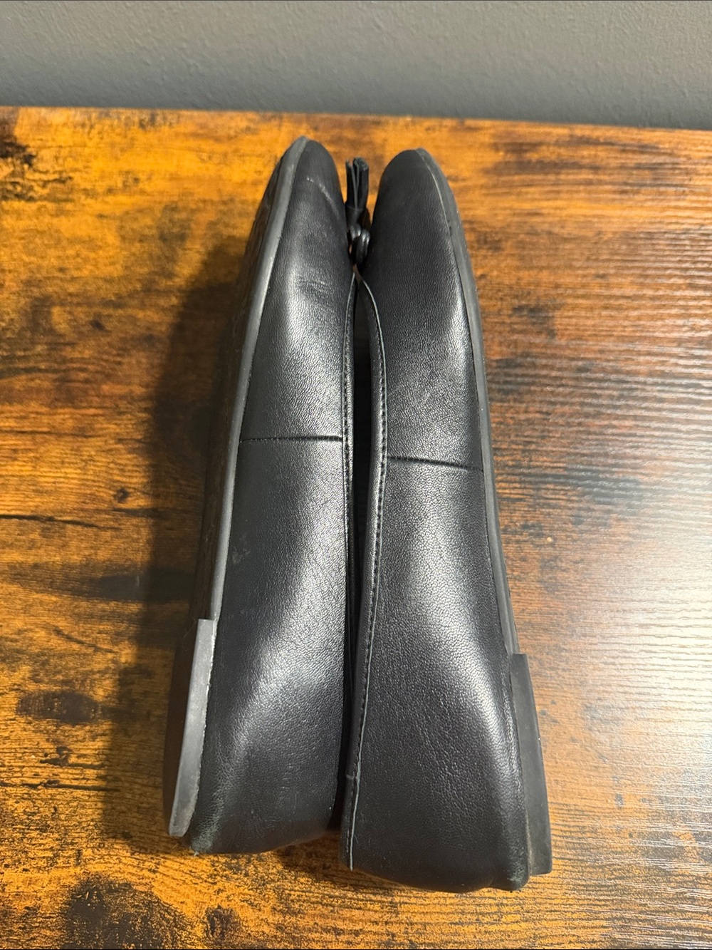 Coach Black Leather Ballet Flats with Bow Tassels - Picture 4 of 8